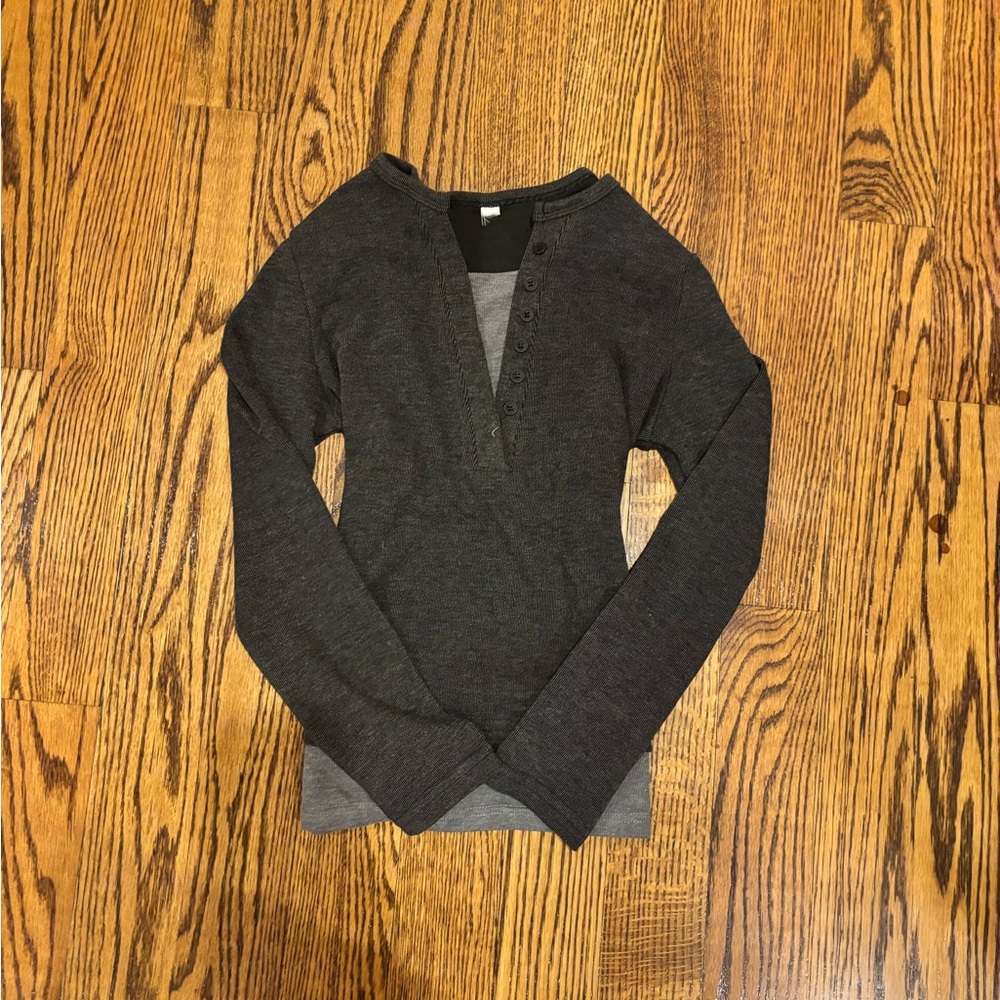 Women's Charcoal Gray Henley Top
